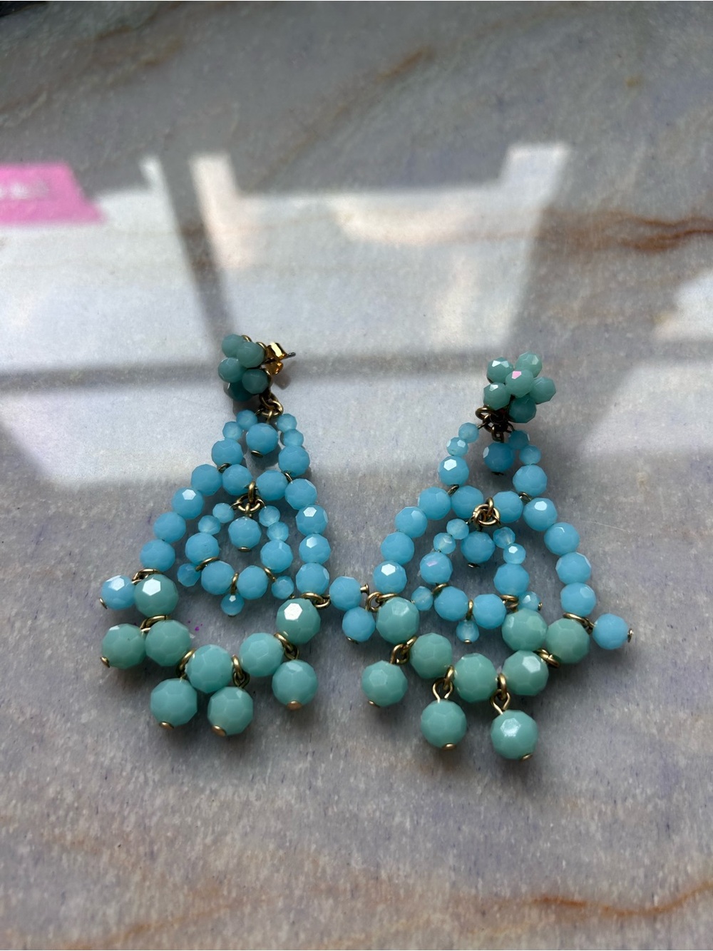 J.Crew Turquoise Beaded Chandelier Earrings